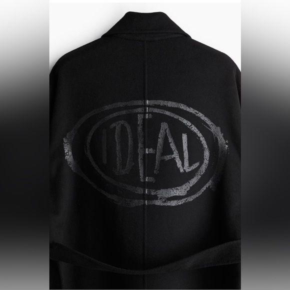 Hm Basquiat x ev tala loose fit wool tie belt coat - Picture 6 of 8